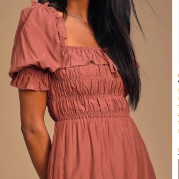 Lulus Nahanni Mauve Puff Sleeve Midi 